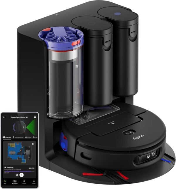 Dyson Spot+Scrub Ai™ Wet and Dry Robot Vacuum - Self Cleaning Wet Roller, 18000 PA Suction, Detangling Roller, Ai Stain Identification