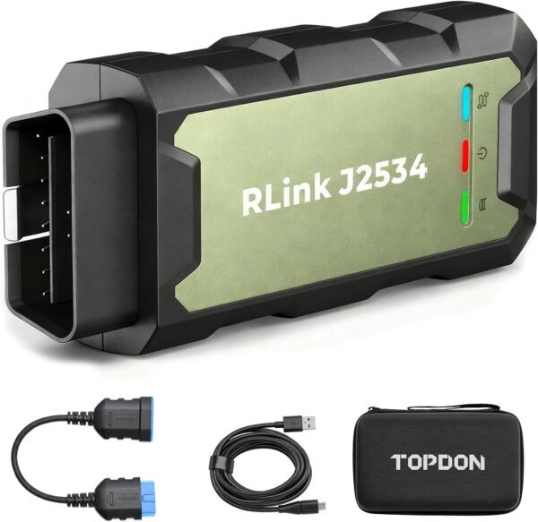 TOPDON RLink J2534 Reprogramming Tool, High-Speed J2534 Pass-Thru Programmer, OEM Reprogramming and Diagnostic Tool, Supports J2534/D-PDU/CAN-FD/DoIP, 17+ Vehicle Brands Supported